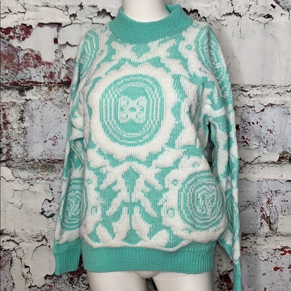 Vintage Sweaters - Vintage mint green sweater approx M